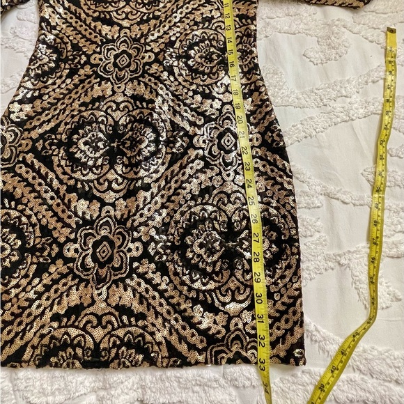 ARK&CO 3/4 SLEEVE BLACK/GOLD SEQUIN DRESS SZ LARGE - Picture 16 of 16
